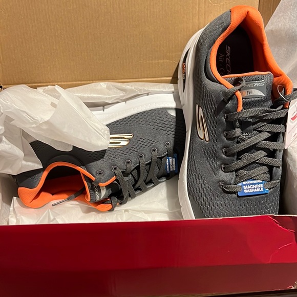 Skechers arch fit Charcoal/Orange Oxford - Picture 1 of 1